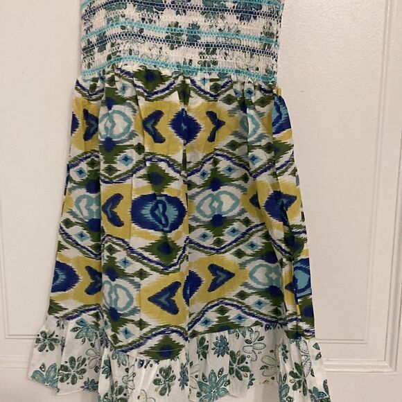 NWT Rue 21 Girls Blue Floral & Ikat Print Cotton Sun Dress. Size Small. - Picture 3 of 7